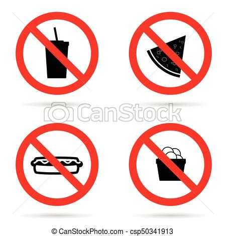 450x470 No Fast Food Sign Set Illustration In Red Color Vector Clip Art