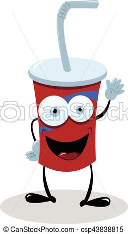 258x470 A Funny Fast Food Drink Saying Hello Vector Clip Art