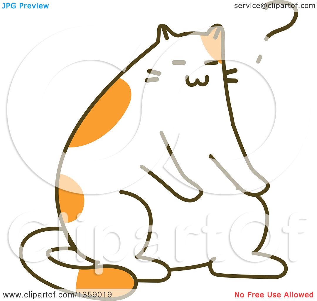 1080x1024 Clipart Of A Sketched Fat Cat With A Question Mark