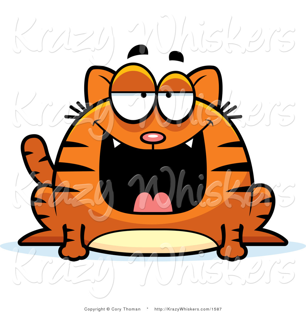 1024x1044 Vector Clipart Of A Fat Orange Cat Smiling