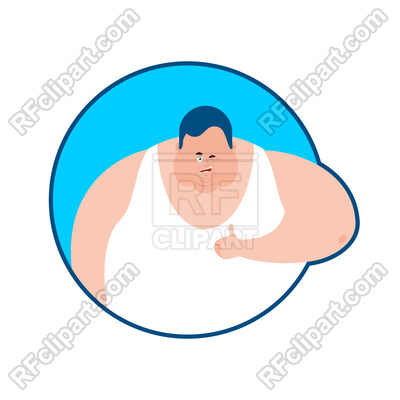 400x400 Fat Guy Thumbs Up And Winks Emoji Royalty Free Vector Clip Art