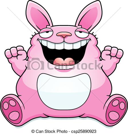 448x470 Cartoon Fat Easter Bunny Sitting. A Cartoon Illustration