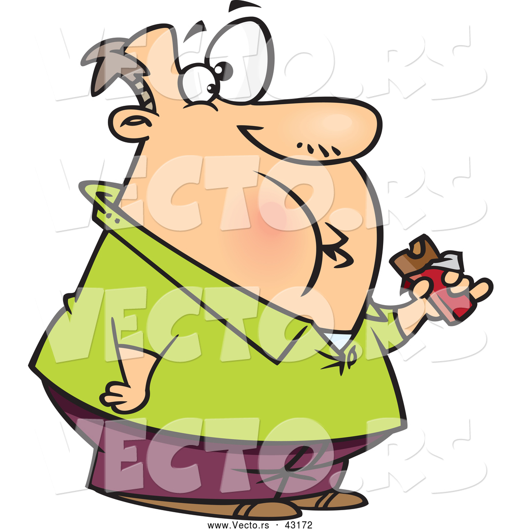 1024x1044 Vector Of A Fat Cartoon Man Eating A Chocolate Candy Bar By