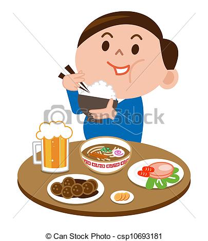 405x470 A Fat Man Eating Food Stock Illustration