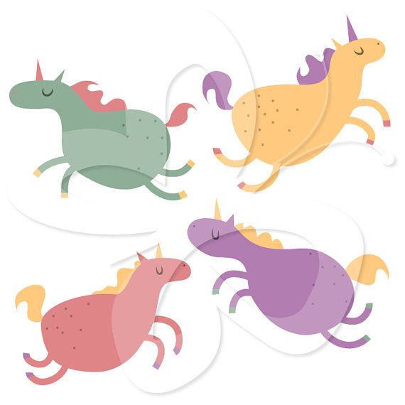 570x570 Fat Unicorns Digital Clip Art Clipart Set By Collectivecreation