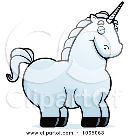 450x470 Cartoon Clipart Of A Black And White Chubby Unicorn