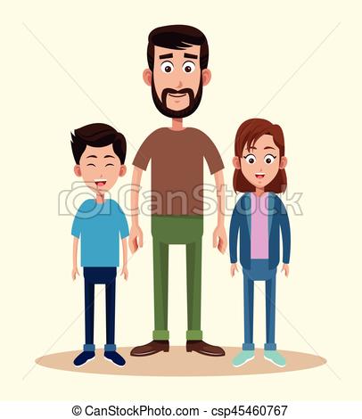 406x470 Father With Daughter And Son Together Vector Illustration Eps 10.