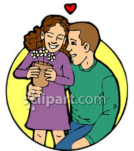 266x300 A Father Giving His Daughter Flowers Royalty Free Clipart Picture