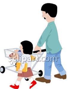 229x300 A Father And Daughter Grocery Shopping Royalty Free Clipart Picture