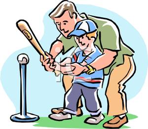 300x262 Father Teaching Son To Play Baseball Clipart Picture
