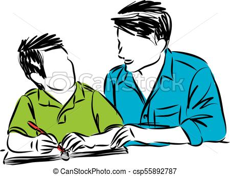 450x344 Father And Son Doing Homework Vector Illustration Vector