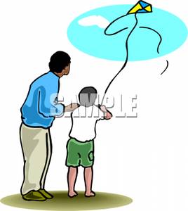 268x300 A Father And His Son Flying A Kite Clipart Image