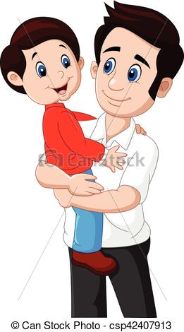 261x470 Vector Illustration Of Cartoon Father And Son Playing Vector