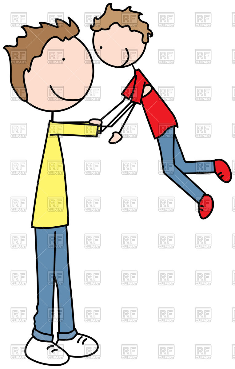 764x1200 Cartoon Illustration Of Father And Son Playing Royalty Free Vector