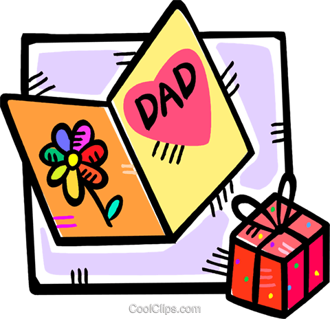 480x464 Fathers Day Card And A Gift Royalty Free Vector Clip Art