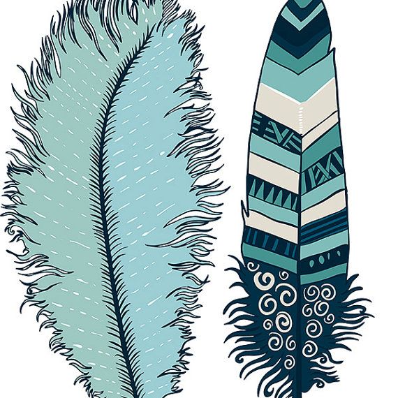 570x570 Navy Blue Feather Clip Art, Indian Summer Digital Illustration