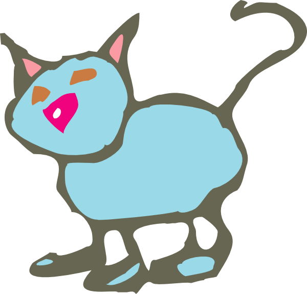 600x574 Blue Cartoon Cat Clip Art