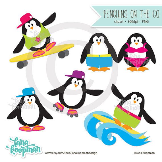 570x570 Penguin Clipart Penguins Clip Art Summer By Lanakoopmandesign