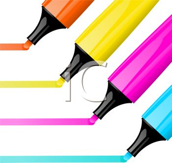 350x333 Picture Of Four Colorful Felt Markers Drawing A Line In A Vector