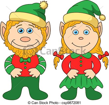 450x433 Cartoon, Garden Gnomes, Boy And Girl. Vector Illustration Vector