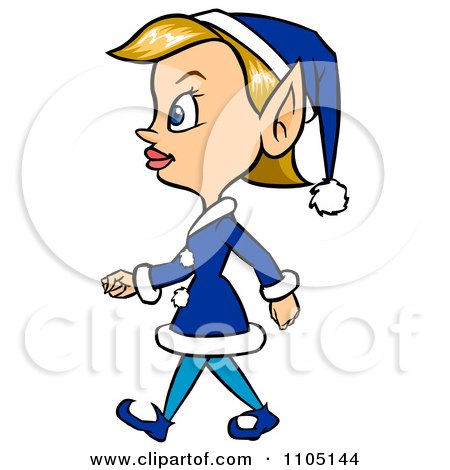 450x470 Clipart Happy Female Christmas Elf Walking