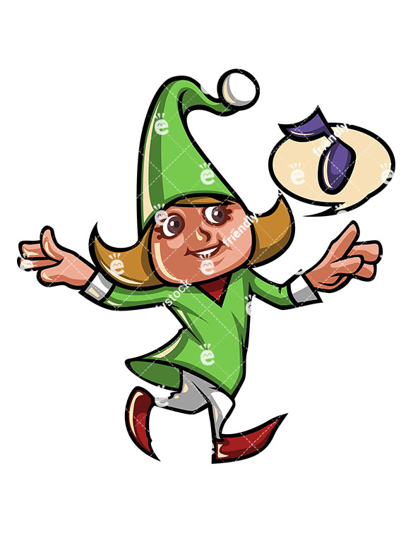 585x755 Female Christmas Elf Dancing, Singing Cartoon Vector Clipart