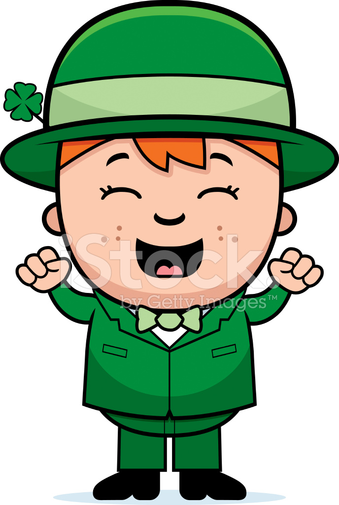 688x1024 Child Leprechaun Excited Stock Vector