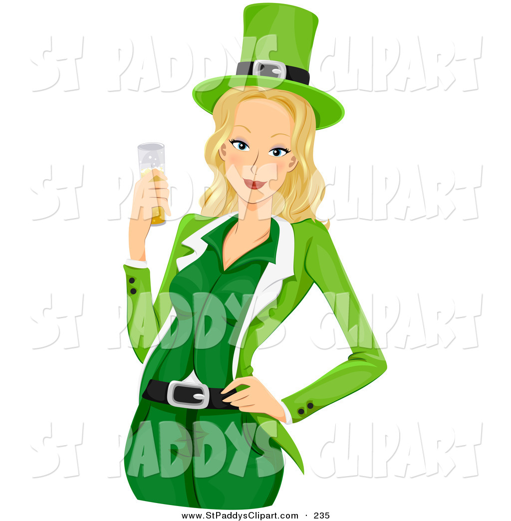 1024x1044 Vector Clip Art Of A Blond Saint Patricks Day Girl In Green