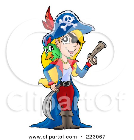 450x470 Royalty Free (Rf) Clipart Illustration Of A Blond Female Pirate