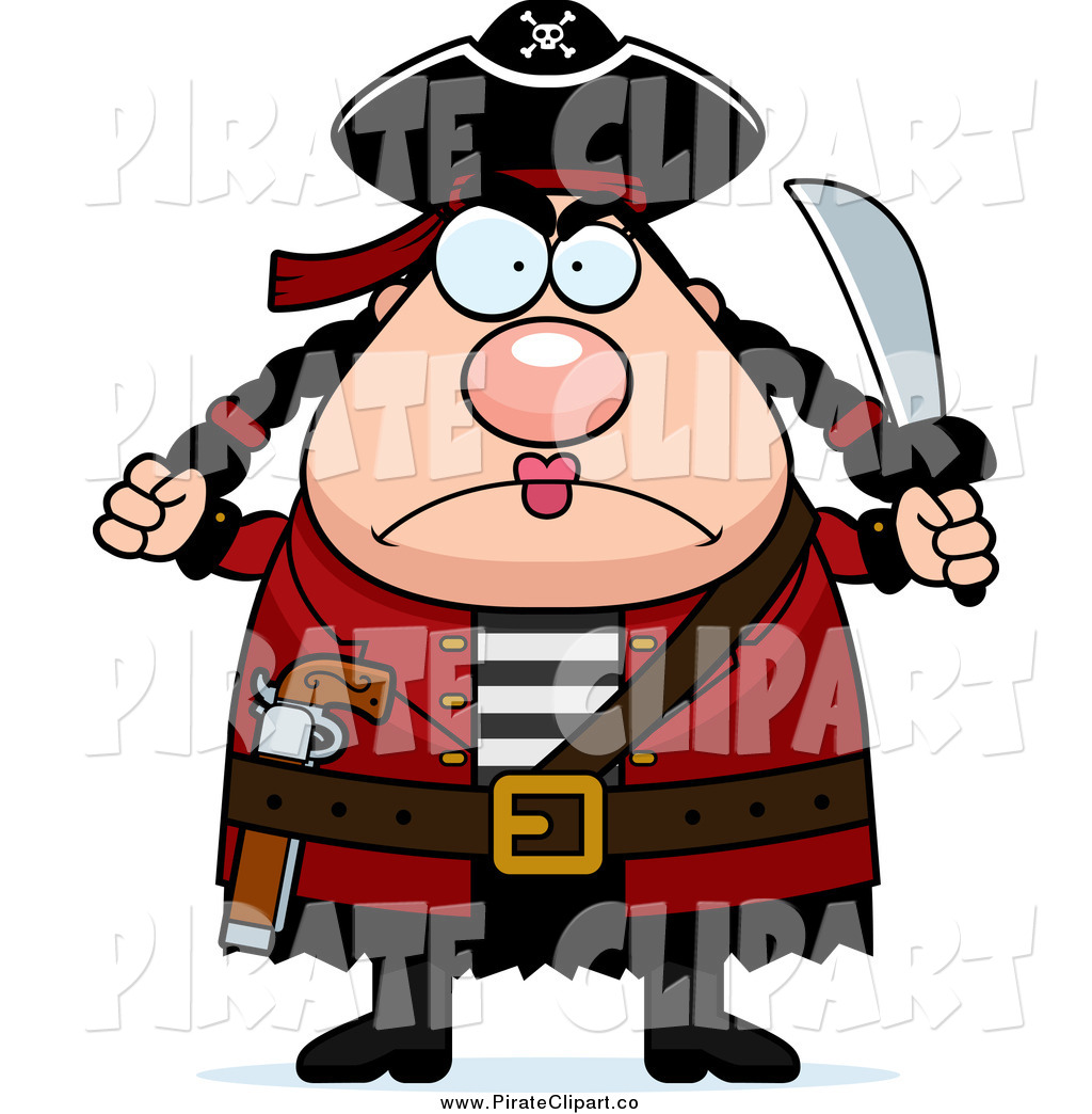 1024x1044 Vector Clip Art Of A Chubby Mad Female Pirate Holding Up A Fist