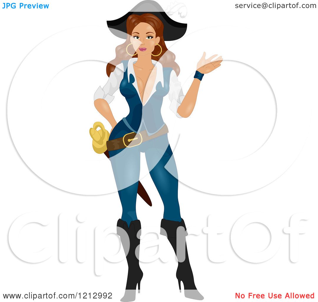 1080x1024 Clipart Of A Waving Female Pirate Hiding Something Behind Her Back