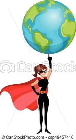 256x470 Superhero Woman Lifting Earth Finger Isolated. Superhero Vector