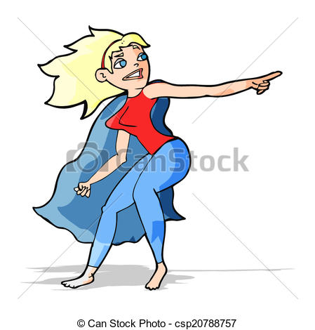 449x470 Cartoon Superhero Woman Pointing Clipart Vector