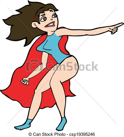 425x470 Cartoon Superhero Woman Pointing Eps Vector