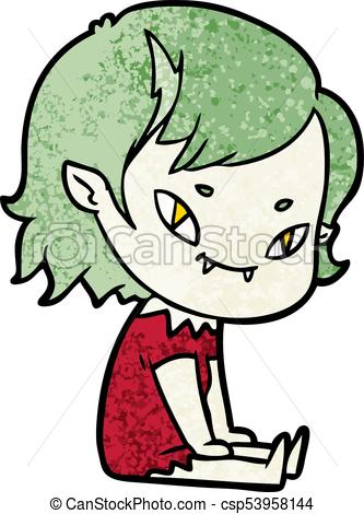 333x470 Cartoon Friendly Vampire Girl Sat Down Eps Vector