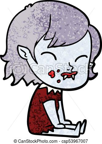 333x470 Cartoon Vampire Girl With Blood On Cheek Vector Clipart