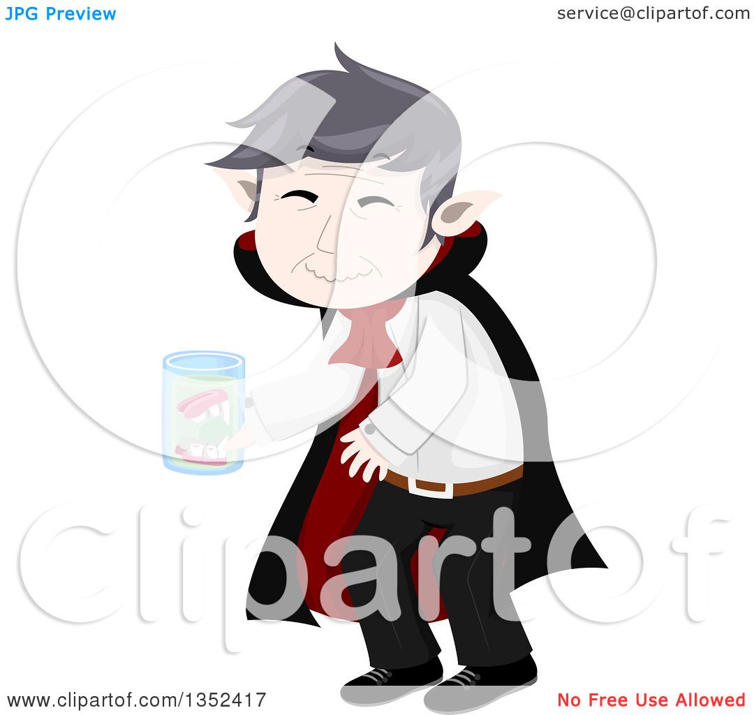 1080x1024 Clipart Of A Senior Vampire Cleaning His False Teeth In A Jar