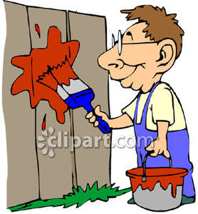 278x300 Cartoon Of A Man Painting A Fence