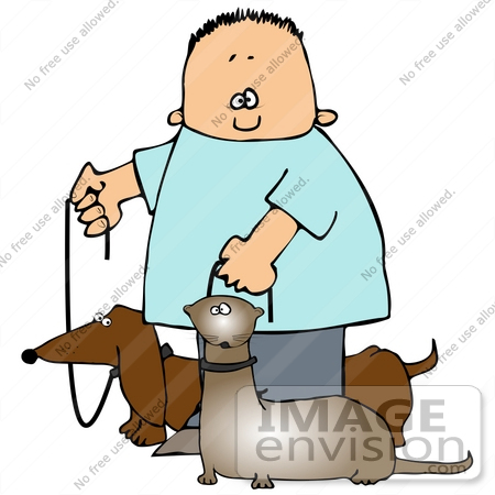 450x450 Clip Art Graphic Of A Happy Boy Walking His Little Wiener Dog