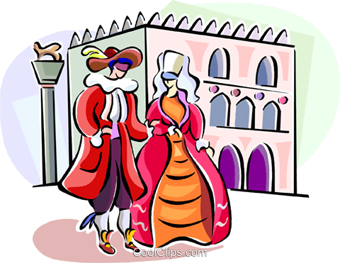 480x371 Couple Attending An Italian Festival Royalty Free Vector Clip Art