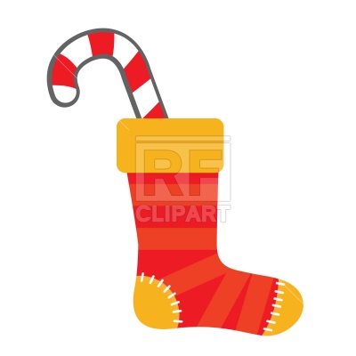 400x400 Christmas Festive Stocking And Candy Cane Royalty Free Vector Clip