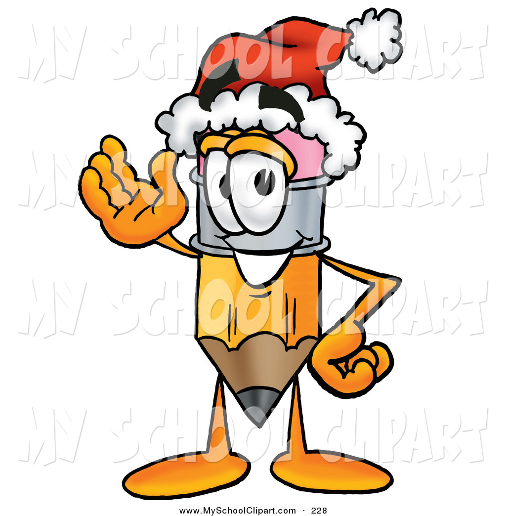 1024x1044 Cliprt Of Festive Pencil Mascot Cartoon Character Wearing