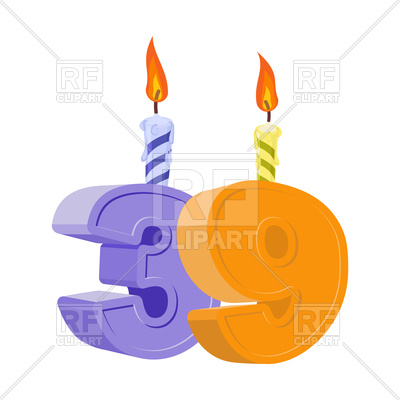 400x400 39 Years Birthday. Number With Festive Candles. Royalty Free