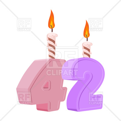 400x400 42 Years Birthday. Number With Festive Candles. Royalty Free