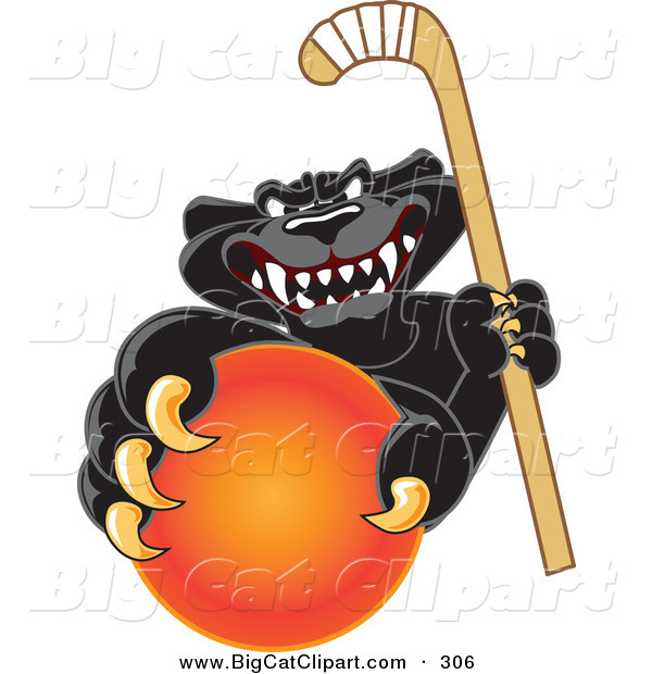 600x620 Big Cat Cartoon Vector Clipart Of A Happy Black Jaguar Mascot