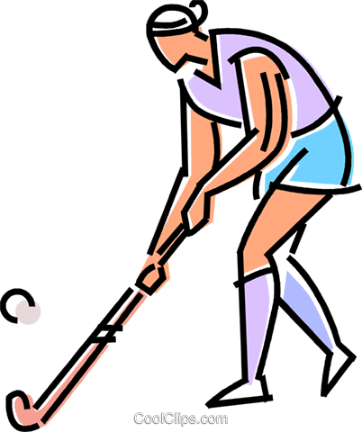 402x480 Field Hockey Player Striking The Ball Royalty Free Vector Clip Art