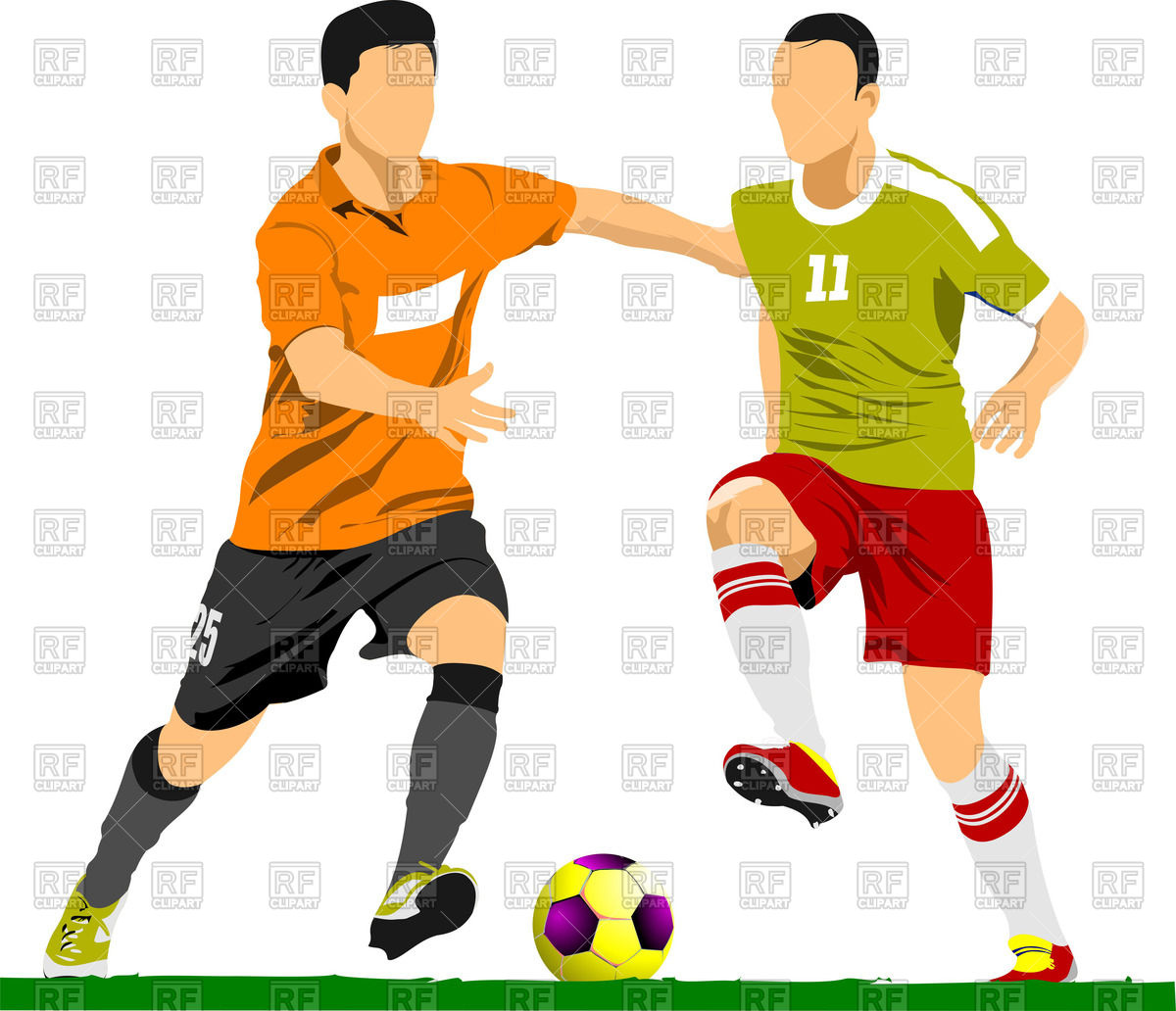 1200x1032 Soccer Players Fighting For The Ball Royalty Free Vector Clip Art