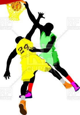 278x400 Basketball Players Fighting For A Ball Royalty Free Vector Clip