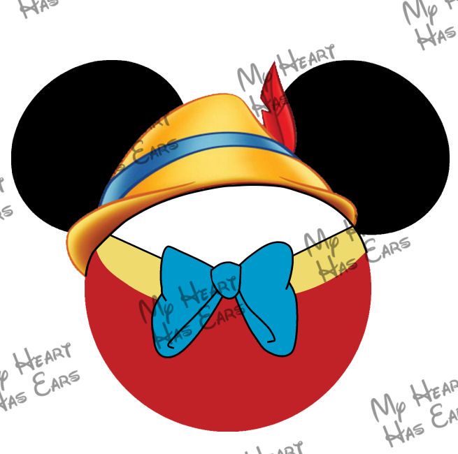 655x650 Pinocchio Mickey Mouse Head Ears Instant Download Digital Clip Art