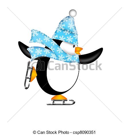 450x470 Penguin Ice Skating Clipart